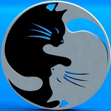 llavero gato yin yang varios llaveros los gatos 3d print model - Mito3D