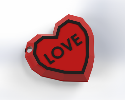 keychain crystal heart love 3d print model - Mito3D