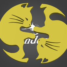 anahtarlık çift kedi 2 Sanat kediler yin yang takı küpe 3d print model - Mito3D