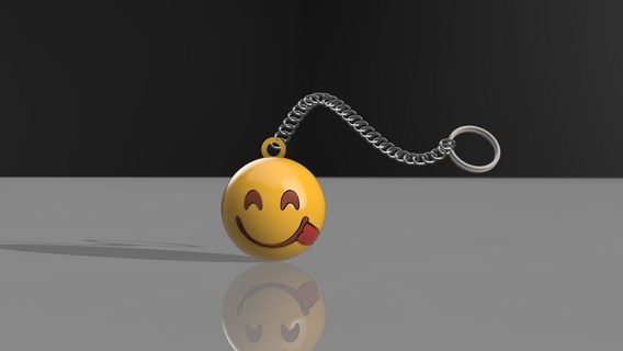 keychain emoji tasting happy wink flavor keychains3d key ring 3d print model - Mito3D
