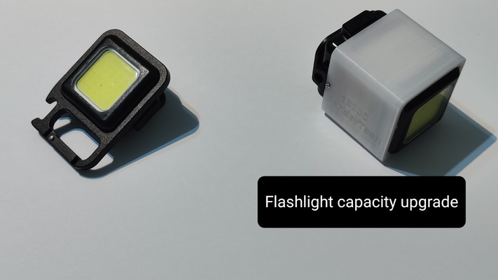keychain flashlight capacity upgrade recycling reuse 18650 13300 liion 3d print model - Mito3D