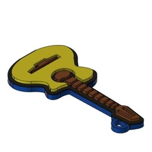 keychain guitar music musical instrument art key ring shape 3d print model - Mito3D