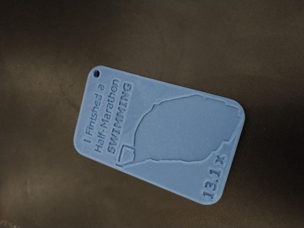 keychain half-marathon swimming key marathon swim water bag tag distance athlete swimmer keyring chain completion tada 3d print model - Mito3D