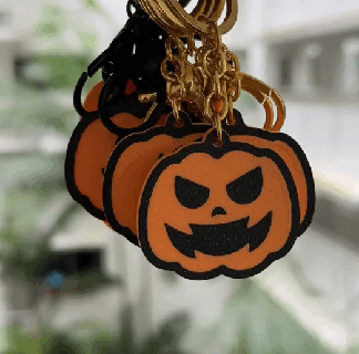 keychain halloween pumpkin set 6 commercial license gift spoky boo ghost scary orange cute badge 3d print model - Mito3D