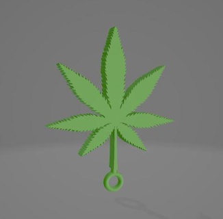 keychain hemp leaf sheet weed gift idea legalization key ring bag tag stoner minimalist stylish elegant smoker 3d print model - Mito3D