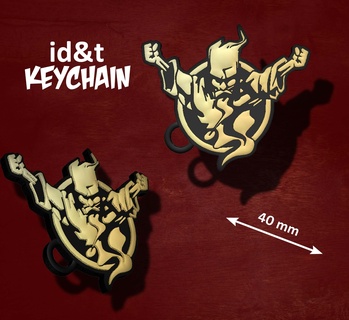 keychain id&t hardcore 90s cult music logo key style object 3d print model - Mito3D