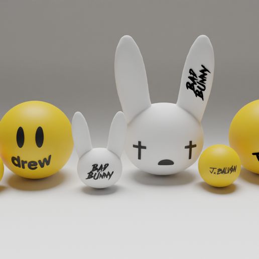 chaveiro justin Bieber Balvin ruim Coelho moda desenhou murakami presente hipebesta crente personalizadas acessórios lembrança 3D print model - Mito3D