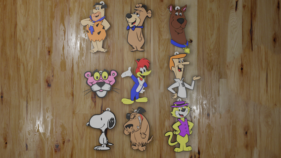 keychain cartoons 60's key rings chain flintstones boo bear scooby doo pink panther crazy bird super sonico snoopy country bumpkin mr cat 3d print model - Mito3D