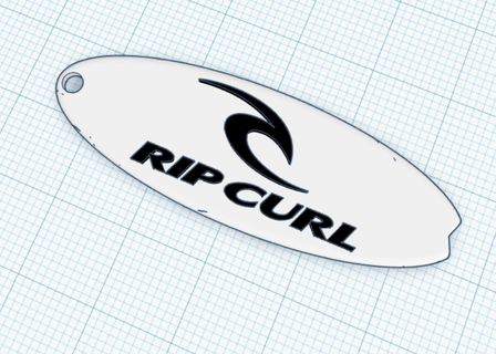 keychain rip curl surfboard surf island hippie surfer summer waver ripcurl 3d print model - Mito3D