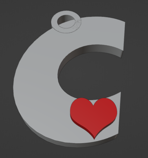 keychain letter c heart Art multicolor 3d print model - Mito3D