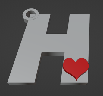 keychain letter h heart Art multicolor 3d print model - Mito3D