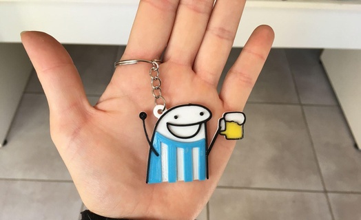 keychain meme flork argentina champions beer t-shirt florky key rings 3d print model - Mito3D