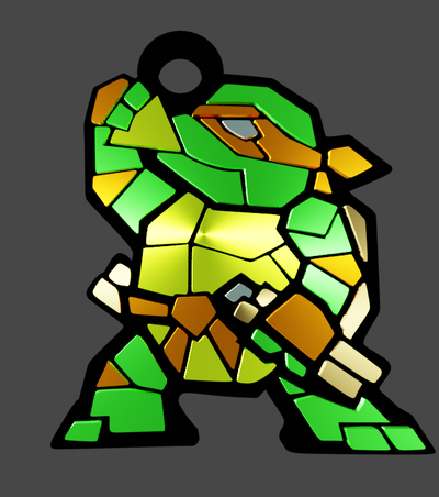 keychain michelangelo llavero miguel tortuga ninja michelange teenage mutant hero turtleslo 3d print model - Mito3D
