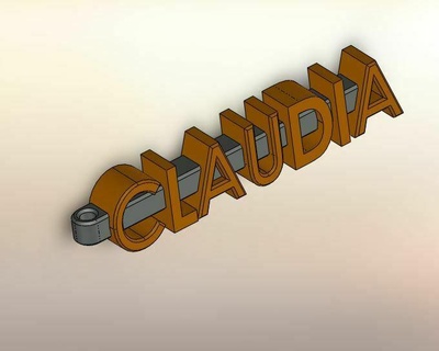 keychain name claudia customized 3d print model - Mito3D