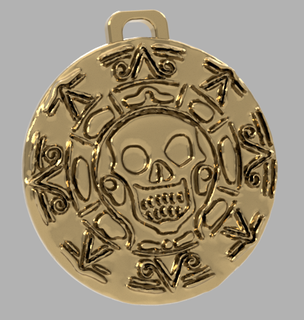 keychain pirates caribbean medallion smoothed medaillon pirate coins badges 3d print model - Mito3D