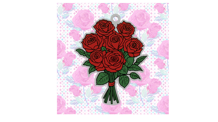 chaveiro rosas rosa flores floral 3d print model - Mito3D