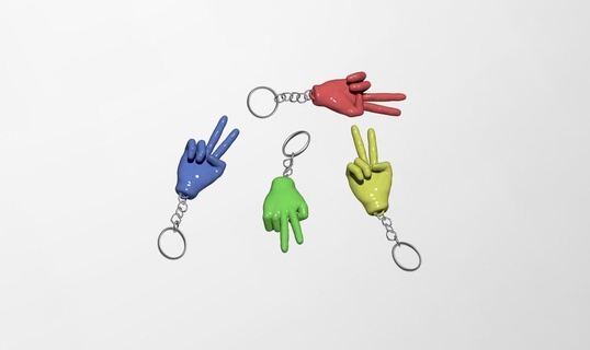 keychain shape hand sign keys toy finger art 3d print model - Mito3D