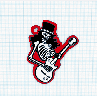 keychain skeleton slash guns n' roses gnr halloween rock music multiple color print place 3d print model - Mito3D