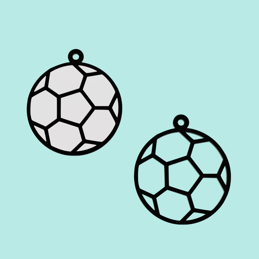 chaveiro futebol bola brinco pingente x2 modelo arito aros aro leychain anel pendente mundo copo 3D print model - Mito3D