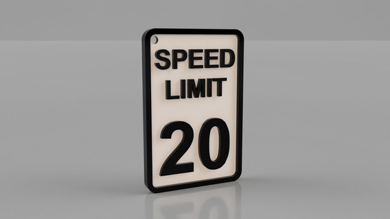 portachiavi velocità limite portachiavi piatto Uniti d'America EUA 3dmodel velocità limite 3d print model - Mito3D