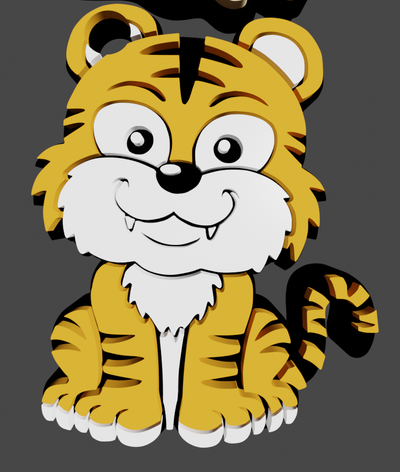 llavero tigre tigre animal animales 3d print model - Mito3D