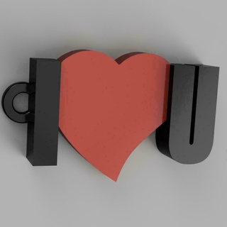 keychain u love 2 options valentine heart kids gift custom name party key ring groups family keys 3d print model - Mito3D
