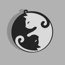 chaveiro yin yang gato joalheria chave anel 3d print model - Mito3D