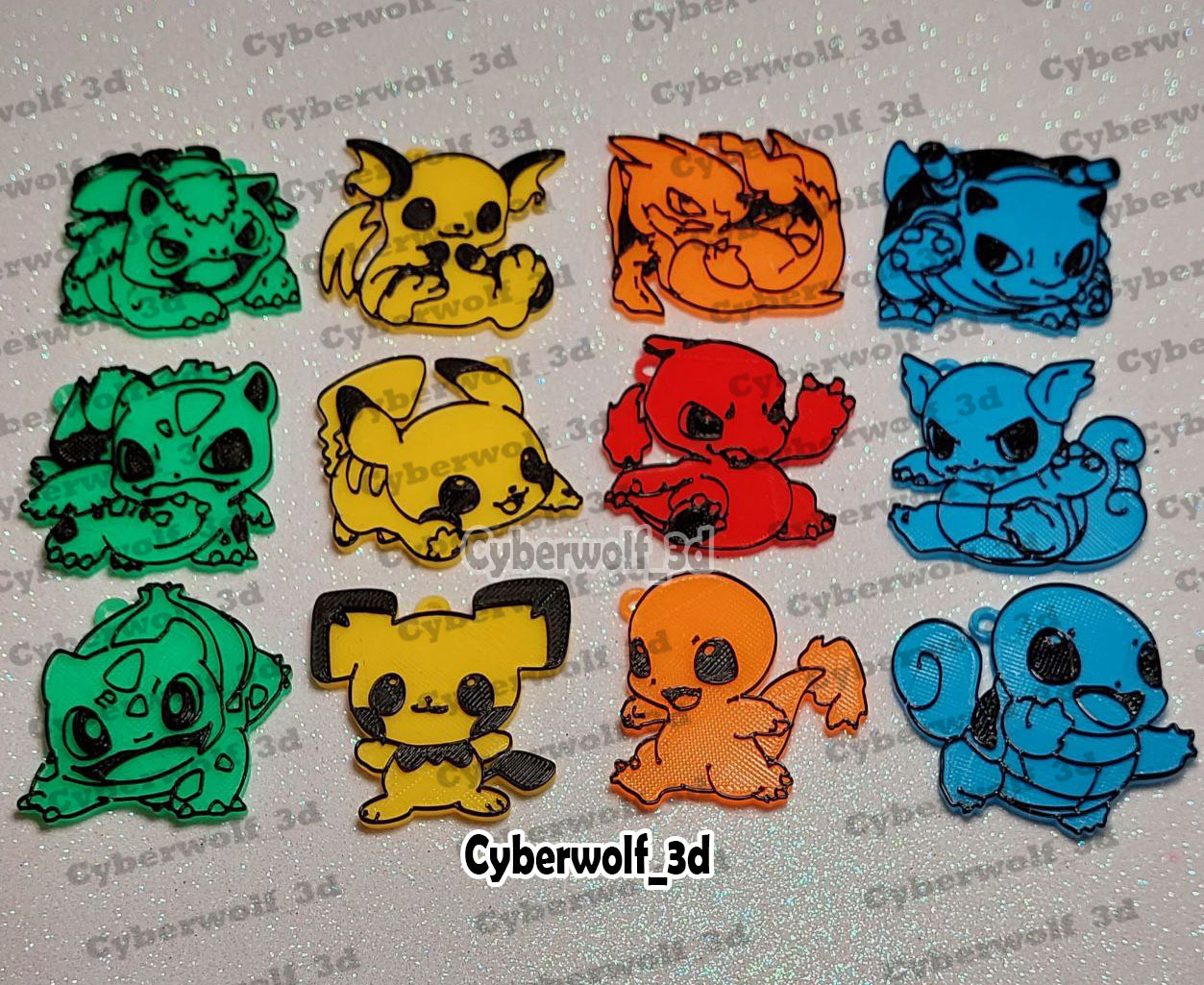 Portachiavi portachiavi Pokemon carina chiave anelli catena anime Pikachu Pichu carmander bulbasaur squitle charmeleon edera 3D print model - Mito3D