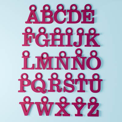 keychains pendants abecedary keychain pendant art alphabet easy commercial download blender love gift sale set 3d print model - Mito3D