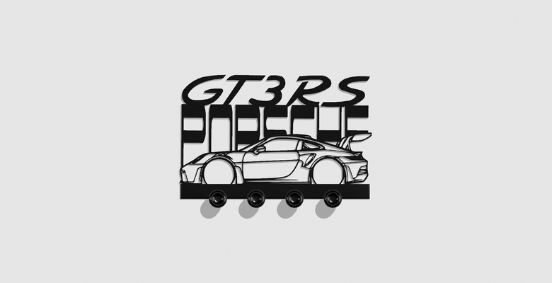 keyrack porsche 911 992 gt3 rs 2023 text art wallhang car silhouette model gt2 gt2rs gt3rs 3d print model - Mito3D