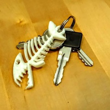 porte-clés squelette de poisson gadget anneau un trousseau clés fossile esun3d stop du drôle la décoration déco conception amusant pirhana 3d print model - Mito3D