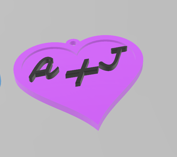 keyring heart letter + j 3d print model - Mito3D