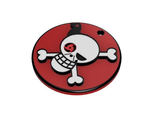 keyring key ring itachi jolly roger pirate naruto keychain sleeve anime pirates charingan skull sharingan 3D print model - Mito3D