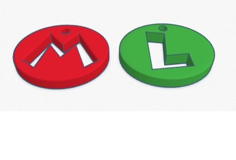 anahtarlık Luigi mario kardeşler takı Mario yeşil kırmızı 3d print model - Mito3D