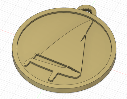 chaveiro medalhão barco vela caravela chave anel mar oceano distintivo 3d print model - Mito3D