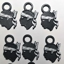 keyring moorish head emblem corsica gadget key ring keychain corsican 3d print model - Mito3D