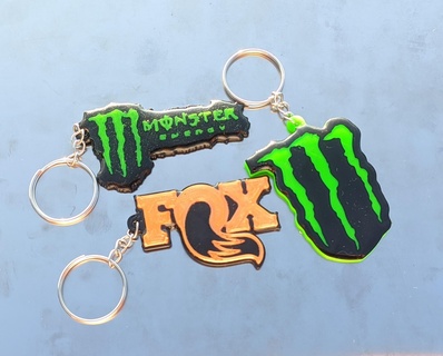 keyrings keychain fox mosnter energy monster logo 3d print model - Mito3D