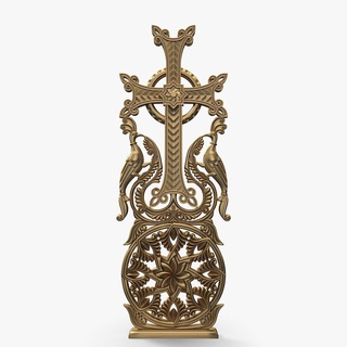 khachqar armenian 3d stl model cnc carving cross stone khachkar xachqar armenia carved celtic celticcross christian crossstone kachqar khach religious wood wooden xach 3d print model - Mito3D