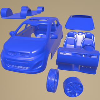 kia Picanto 2012 imprimable voiture séparé pièces corps fente 1 10 scalextric tamiya rc miniz robot d'exploration Kyosho axial traxxas micro 24 3d print model - Mito3D