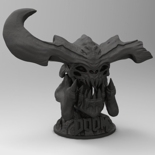 kiberdemon doom art figure game eternal diablo demon anatomy skull 3D print model - Mito3D