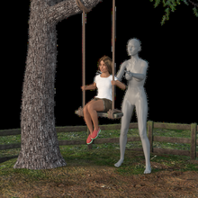 çocuk kız eğlence sallanmak 2 Oyna park ağaç anne baba oğlan kardeş Güneş oğul ev genç 3d print model - Mito3D
