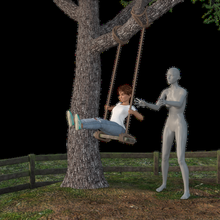 çocuk kız eğlence sallanmak Oyna park ağaç anne baba oğlan kardeş Güneş oğul ev genç 3d print model - Mito3D