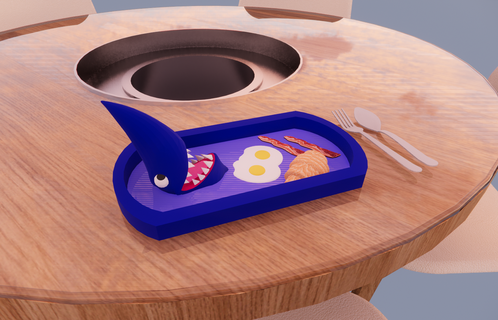 criança Tubarão prato brinquedo 3d impressão cozinha arte simples 3d print model - Mito3D