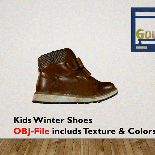kids winter shoes fashion sneakers mode pair 3D print model - Mito3D