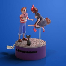 kiki's entrega Servicio música caja lindo chihiro ghibli cara diorama hirama juguete Arte anime kikis 3d print model - Mito3D