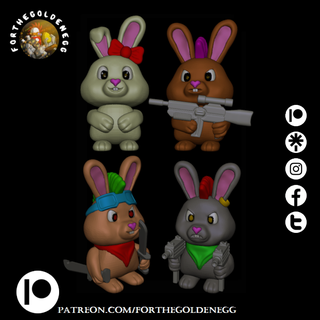 killer rabbits 32mm scale tabletop miniature tabletopminiature wargame wargaming rabbit bunny punk 3d print model - Mito3D