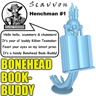 killian teamaker presents bonehead book-buddy henchman 1 henchmen inquisition inquisitor retinue 28mm 32mm miniature skull servant lackey minion murder squad narrative ccl free 3d print model - Mito3D