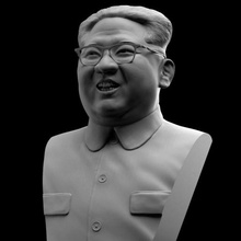 kim jong-un busto art northkorea supremo el presidente se ríe realista retrato de asia cohete misil la guerra coreano norte trump político líder dictador corea jong 3d print model - Mito3D