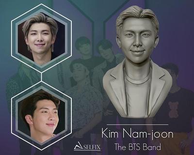 Kim nam joon fracasso 3d impressão modelo arte retrato estátua escultura homem rap rapper esculturas sul coreano rm 3d print model - Mito3D