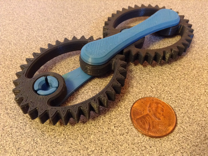 kinetic dual gear fidget toy kinetic toy gear fidget spin spinning art art toy  3d print model - Mito3D